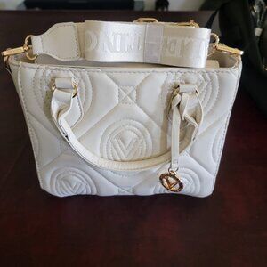 Valentino Orlandi Quilted Monogram Handbag Crossbody Bone